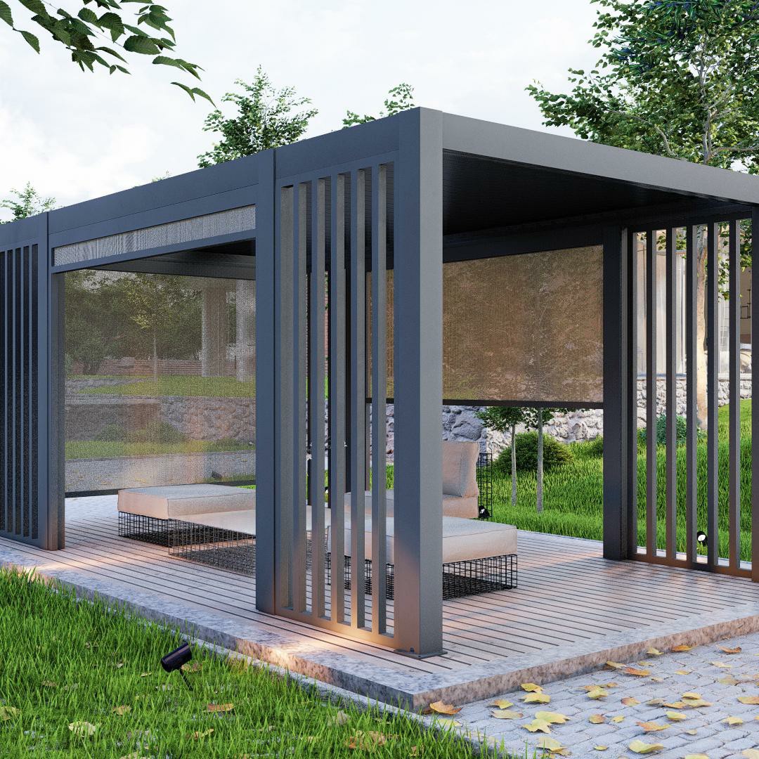 Outdoor Furniture Gazebo - Motorlu Açılır Kapanır Alüminyum Alaşımlı Ayarlanabilir