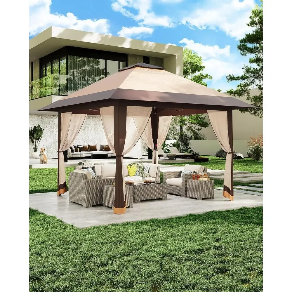Outdoor Furniture Gazebo - 13x13 Açık Hava Çardağı, File Örtü,