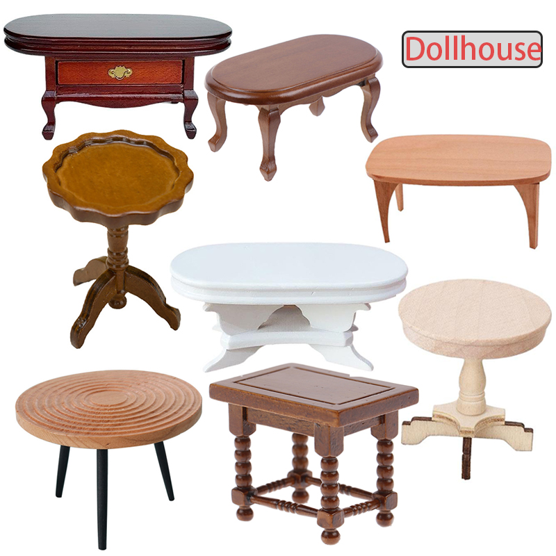 Outdoor Furniture Wooden - 1:12 Ölçekli Dollhouse Minyatür Yuvarlak Masa
