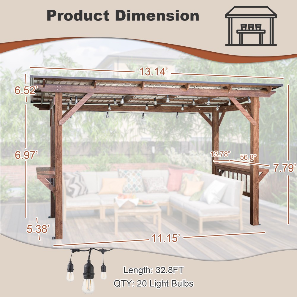 13' X 6.5' Modern Ahşap Pergol - Outdoor Furniture Gazebo incelemesi ve fiyatı